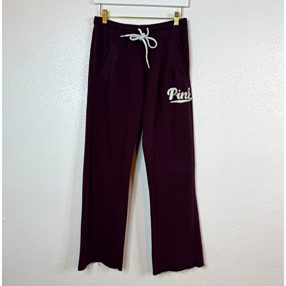 PINK Victoria's Secret Women's Purple Logo Sweatpants Drawstring Pockets XS